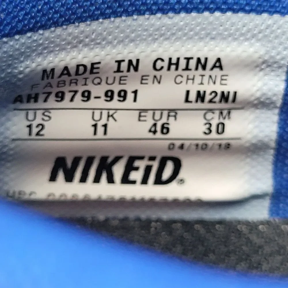 Nike Air Force 1 Dunk Low Leather Blue And White Sneaker Shoes Size 12
